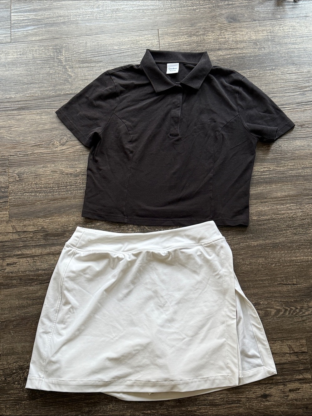 Outdoor Voices Black Cropped Polo Top with White Skort bundle size large